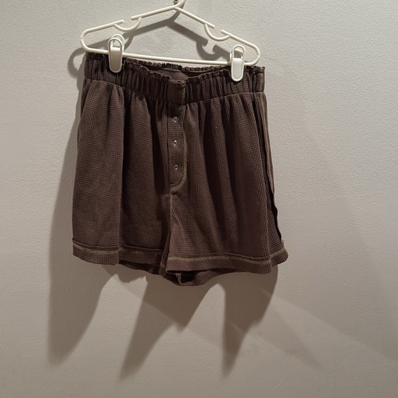 Free People Intimately Early Night Brown Thermal Shorts XS - Picture 3 of 7
